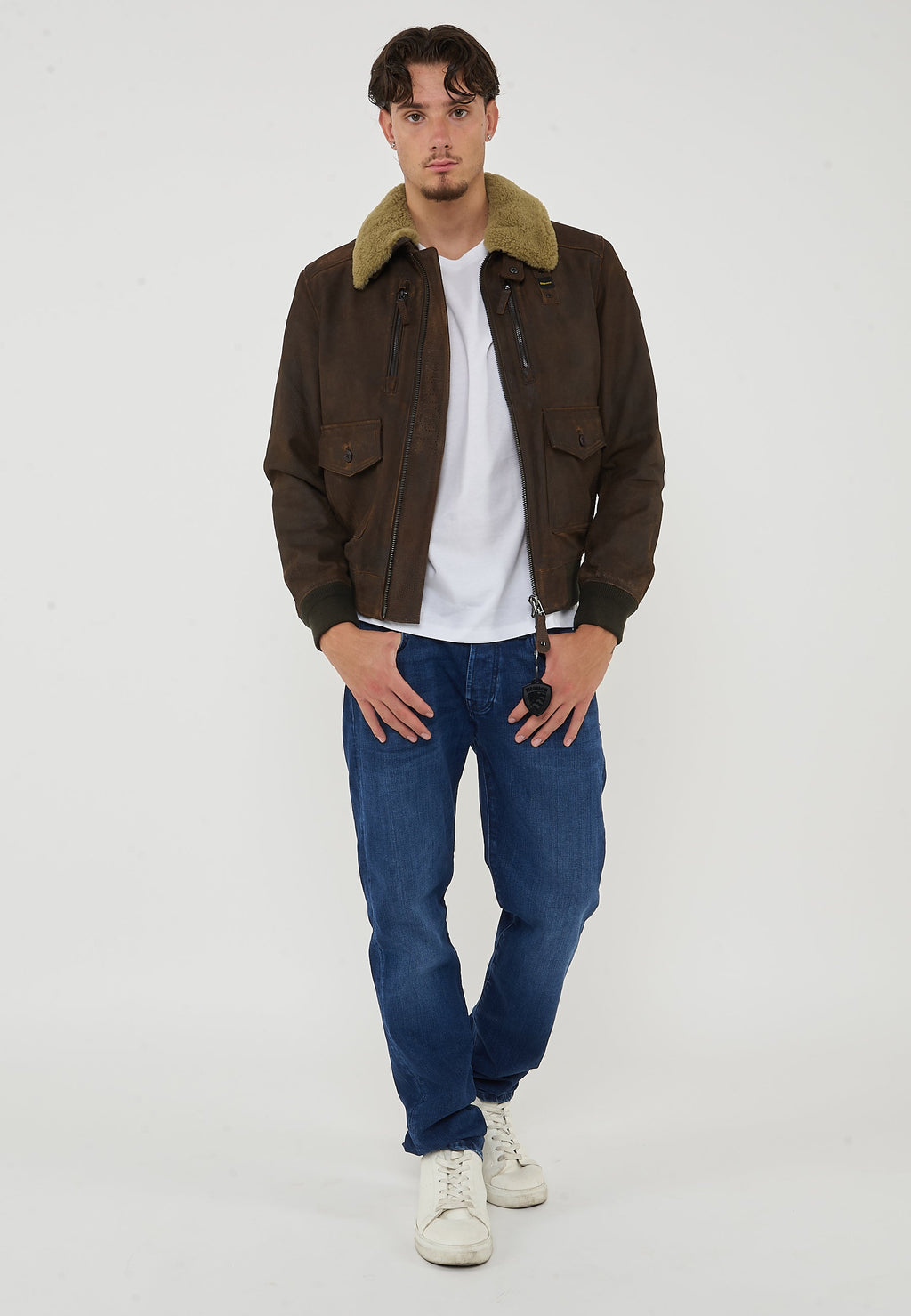 BLAUER Bomber Con Collo In Pelliccia Cheitons Brown - foto 2