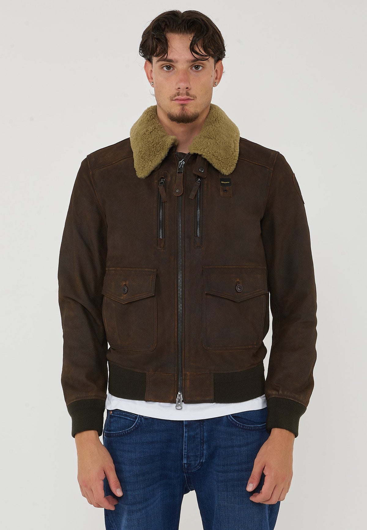 BLAUER Bomber Con Collo In Pelliccia Cheitons Brown - foto 3
