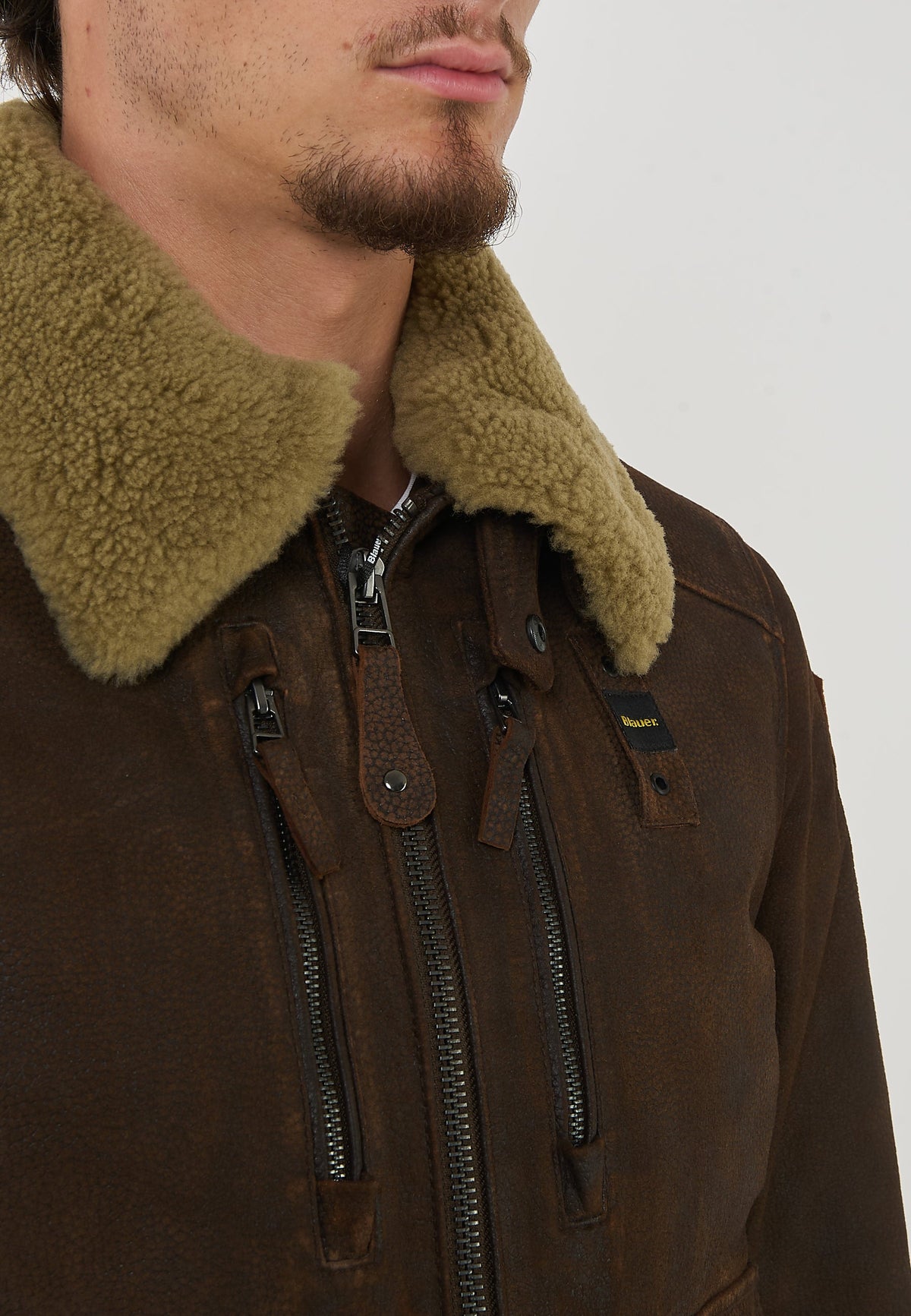 BLAUER Bomber Con Collo In Pelliccia Cheitons Brown - foto 6