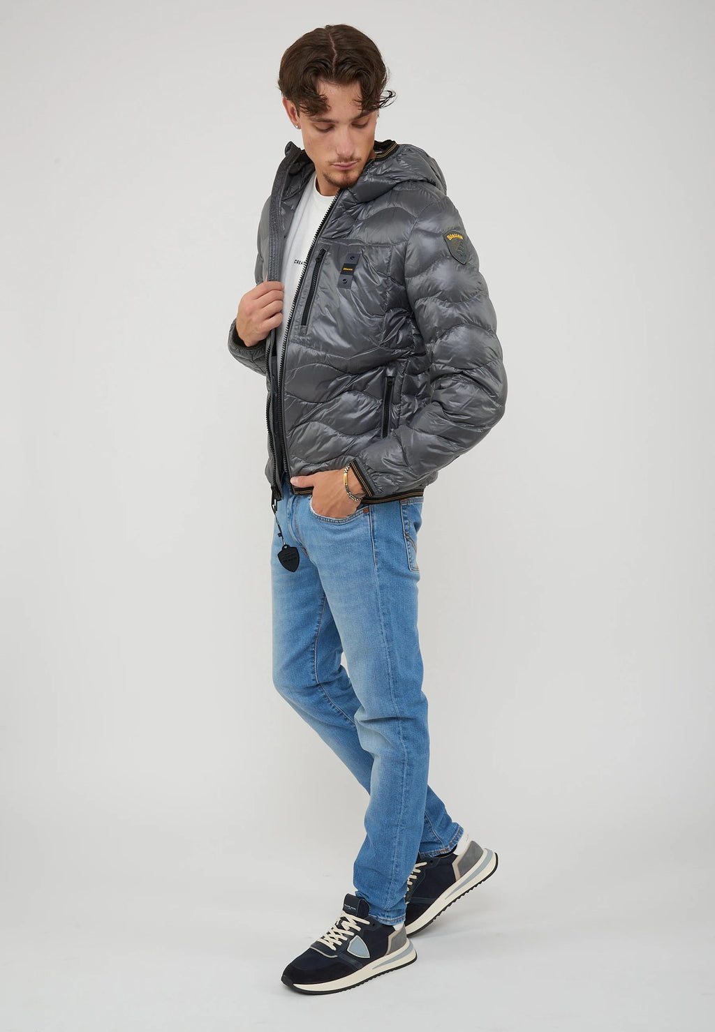 BLAUER Piumino Leggero Ad Onde Wawe Grigio Roccia - foto 2