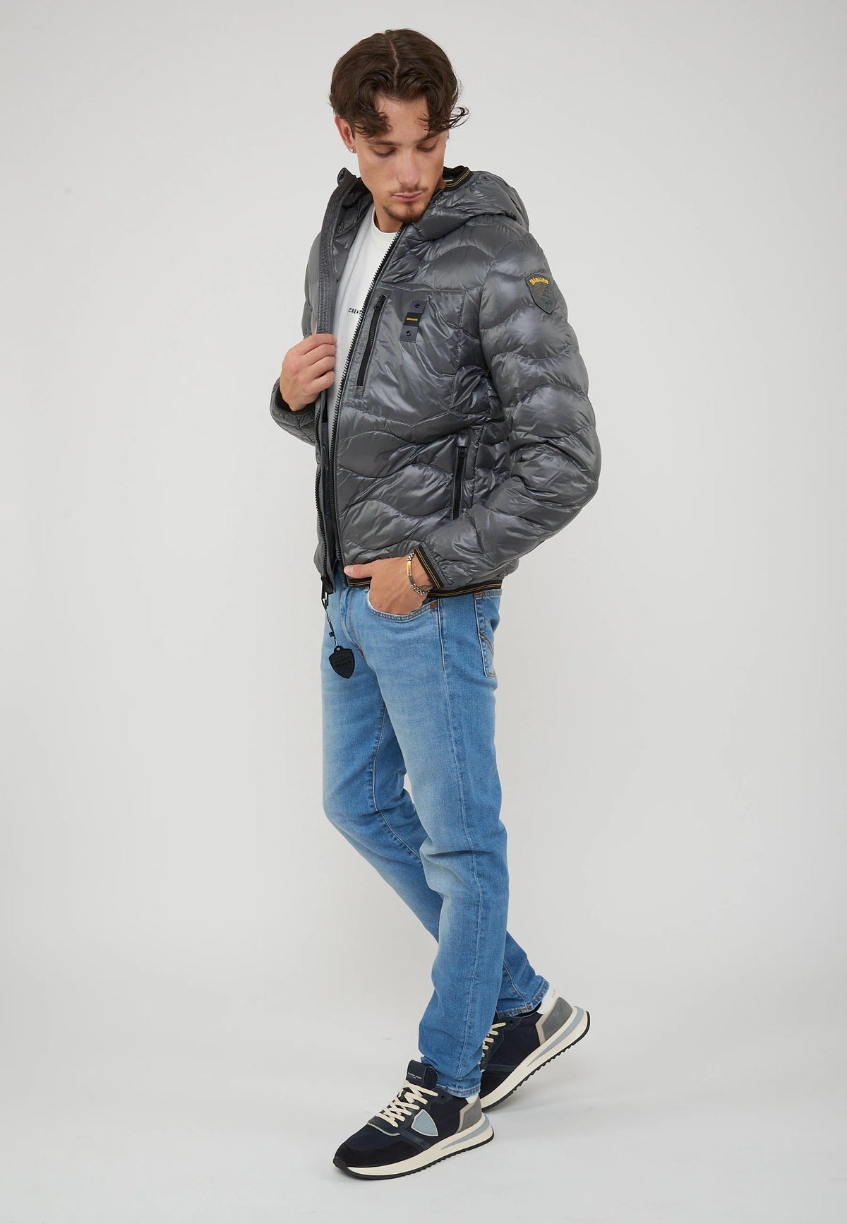 BLAUER Piumino Leggero Ad Onde Wawe Grigio Roccia - foto 2