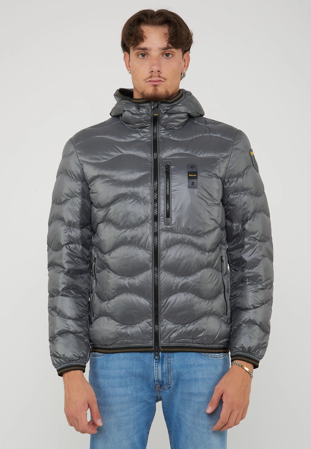 BLAUER Piumino Leggero Ad Onde Wawe Grigio Roccia - foto 3