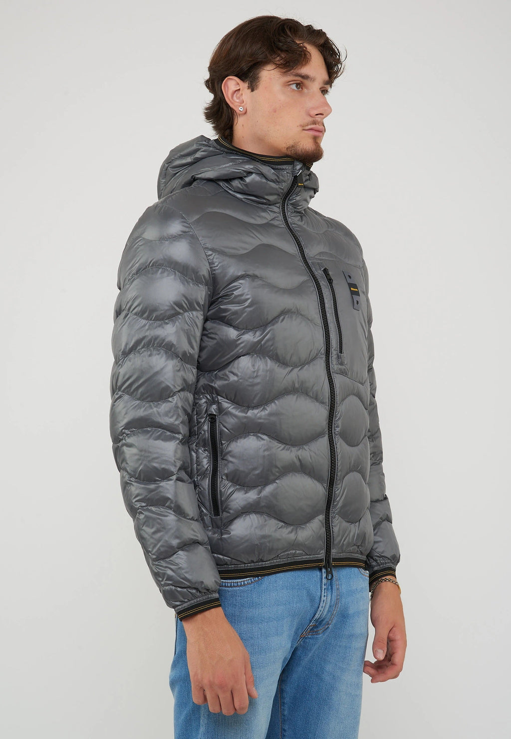 BLAUER Piumino Leggero Ad Onde Wawe Grigio Roccia - foto 4