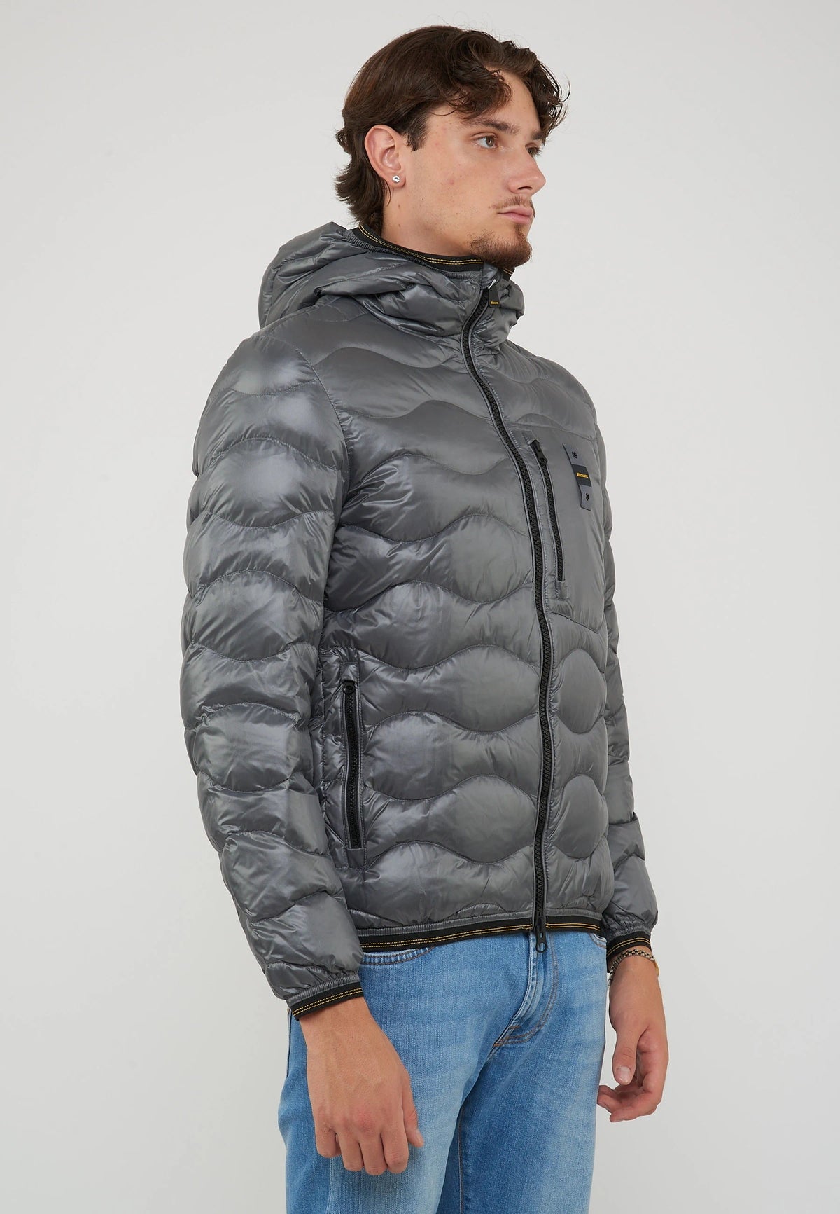 BLAUER Piumino Leggero Ad Onde Wawe Grigio Roccia - foto 4